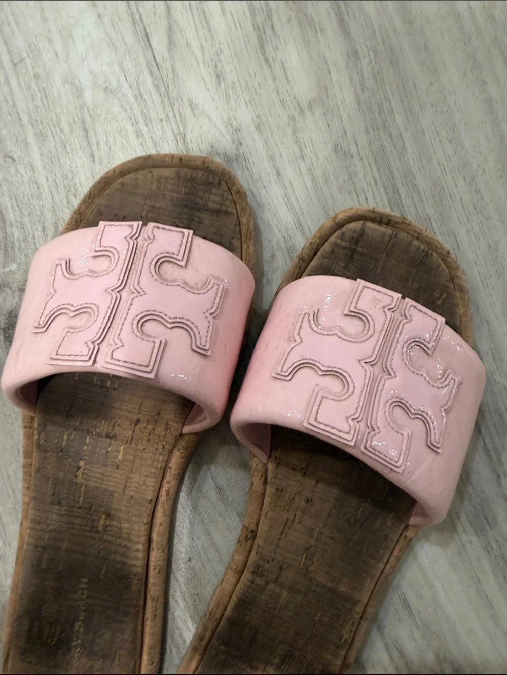 TORY BURCH DOUBLE T SPORT Pink Slide Sandals for Women SIZE 8.5